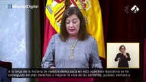 Francina Armengol aprovecha su discurso delante del Rey para defender el divorcio, el aborto, la eutanasia y el cambio climático