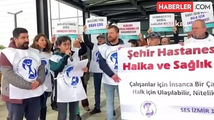 下载视频: Ses İzmir'den Bayraklı Şehir Hastanesi Önünde Eylem: 