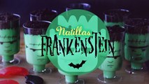 Natillas frankenstein para halloween, frankenstein pudding