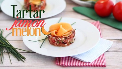 Tartar de jamón serrano, melón y tomate