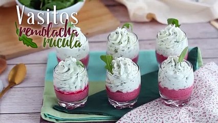 Vasitos de remolacha y mousse de rúcula