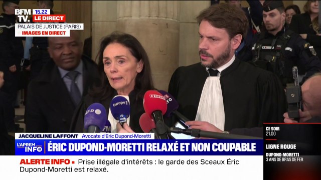 Éric Dupond-Moretti relaxé: Son innocence a été démontrée et est aujourd'hui consacrée déclare Jacqueline Laffont, son avocate à la sortie du palais de justice
