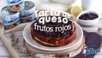 Tarta de queso de leche condensada y compota de frutos rojos