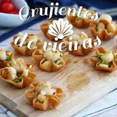 Aperitivos crujientes de vieiras