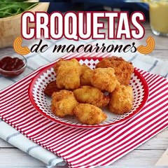 Croquetas de macarrones con jamón y queso