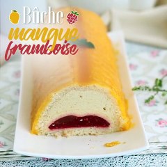 Tronco de mango y frambuesa