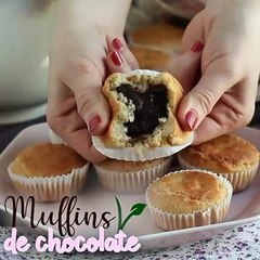 Magdalenas con corazón de chocolate - veganas y sin gluten