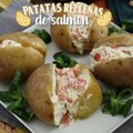 Patatas asadas rellenas de salmón ahumado y queso crema