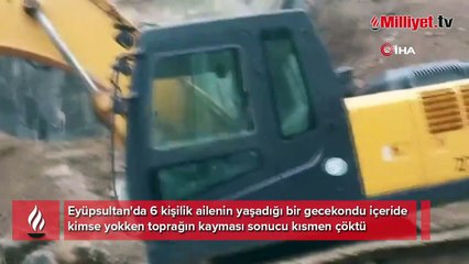 Download Video: Eyüpsultan’da yaşanan toprak kayması kamerada