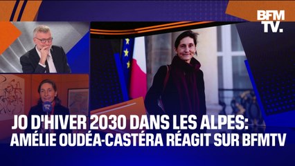 Скачать видео: JO d'hiver 2030 dans les Alpes: la ministre des Sports, Amélie Oudéa-Castéra réagit sur BFMTV