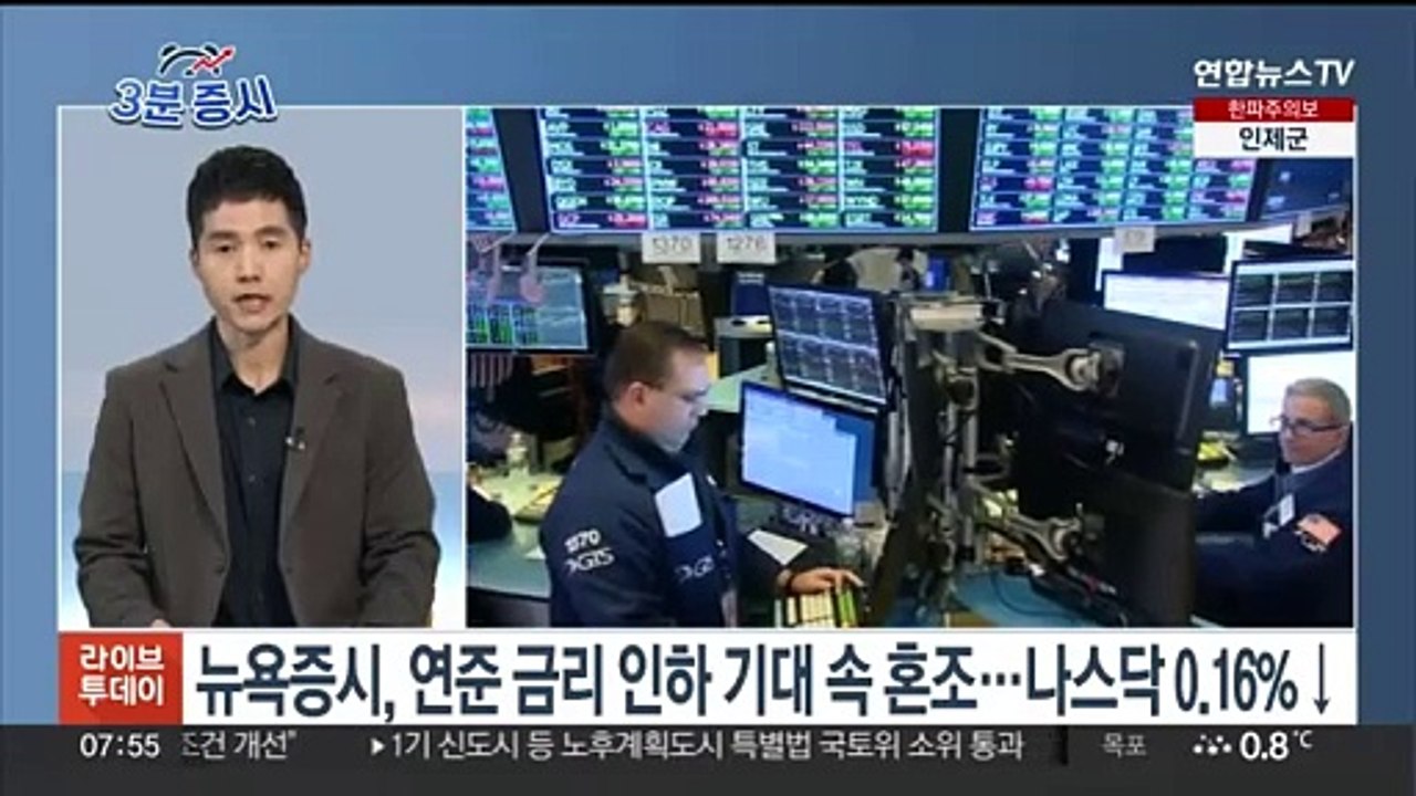 [3분증시] 뉴욕증시, 연준 금리 인하 기대 속 혼조…나스닥 0.16%↓ 外
