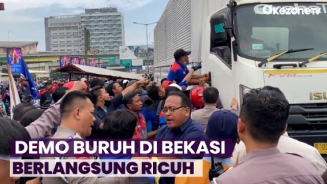 Demo Buruh Tuntut Kenaikan Upah di Kota Bekasi Berlangsung Ricuh