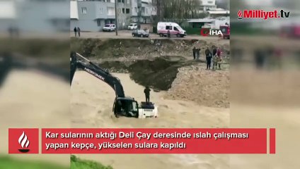 Bursa'da can pazarı! Kepçe sel sularına kapıldı