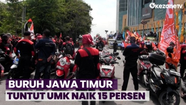 Buruh Jawa Timur Gelar Demo Tuntut Kenaikan UMK 15 Persen