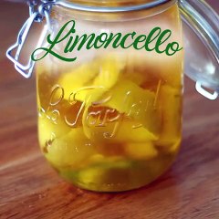 Homemade limoncello, the italian lemon liqueur