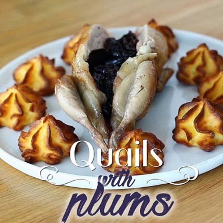Plum-stuffed quails