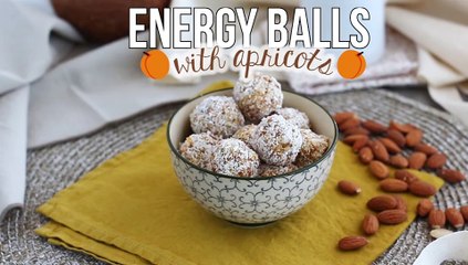 Apricot energy balls with green tea and coconut