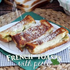 Savory french toast rolls with pesto