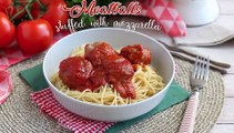 Beef meatballs stuffed with mozzarella