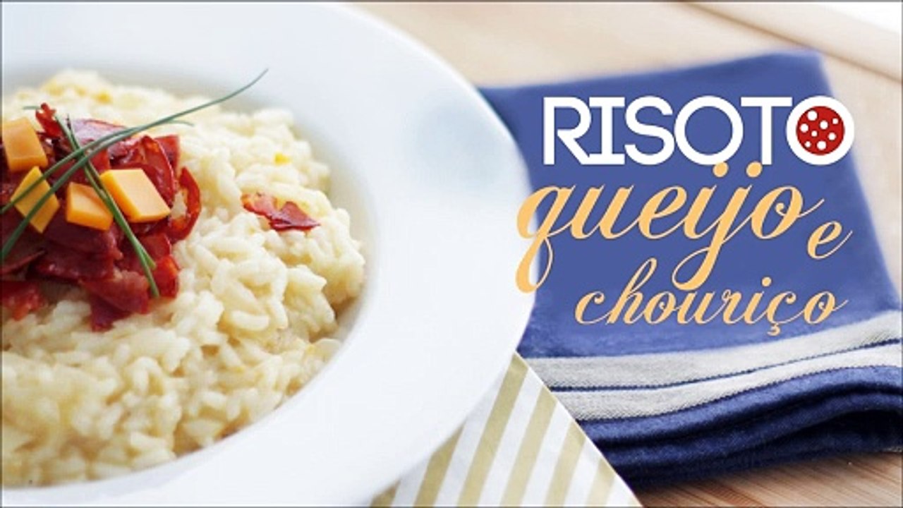 Risoto de queijo e chouriço