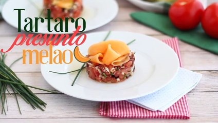 Tártaro (tartar) de presunto e melão