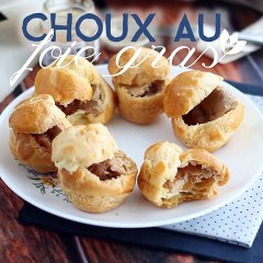 Petits choux au foie gras et confit d'oignon