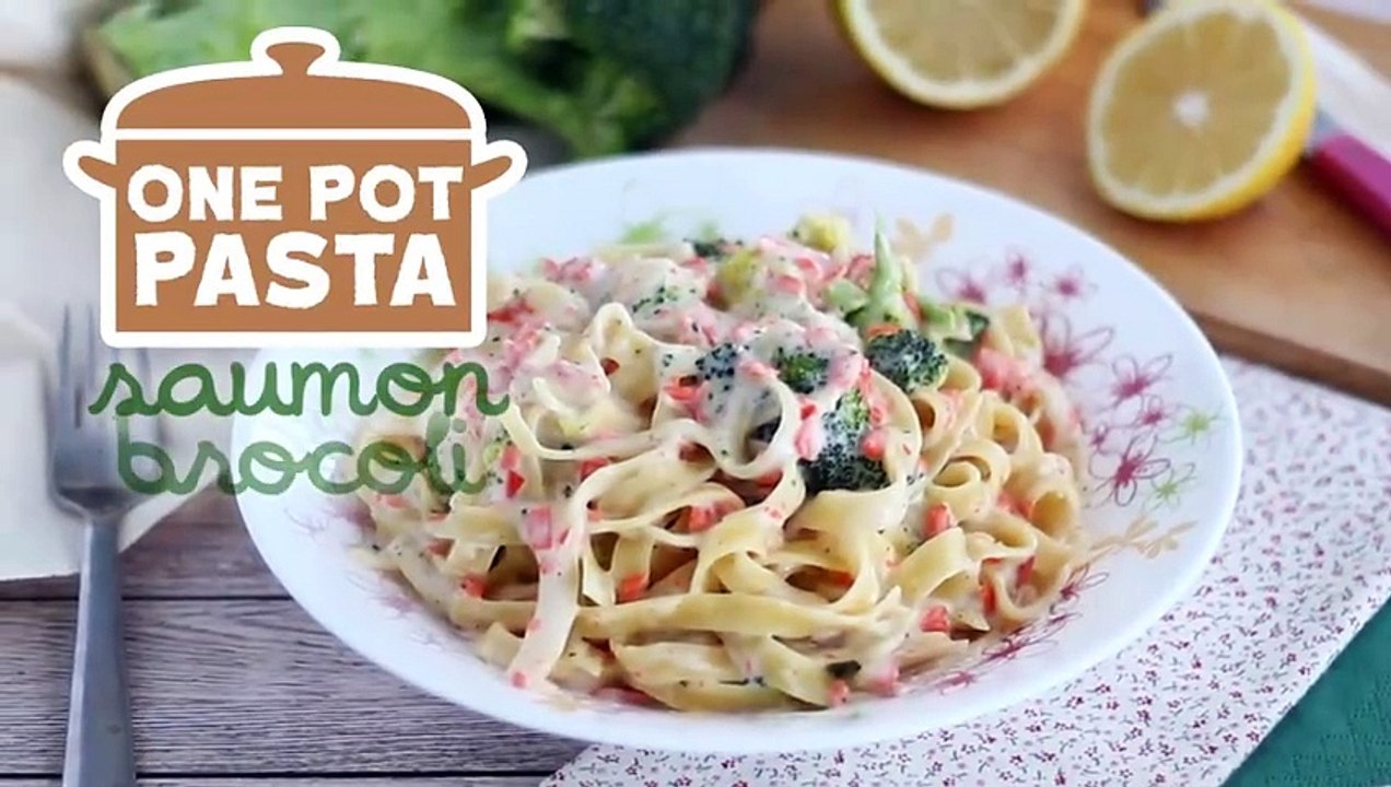 One pot pasta - tagliatelles mit lachs und brokkoli