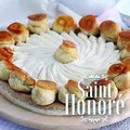 Tarte saint honoré / tarte santo honório (tarte francesa com massa folhada e choux recheados)