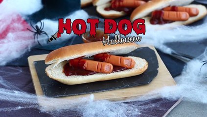 Hot dog de dedos de salsichas (halloween)