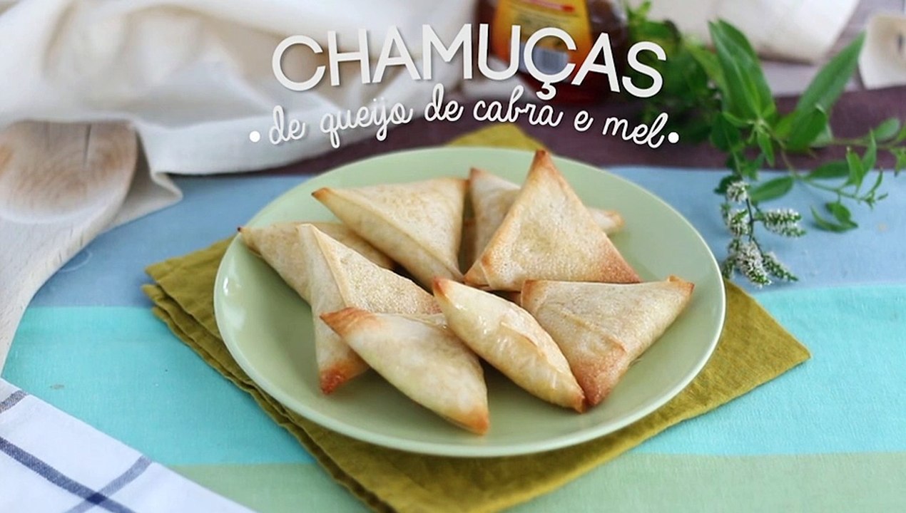 Chamuças de queijo de cabra e mel