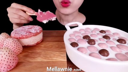 ASMR MUKBANG｜PINK ICE CREAM, MAGNUM, CHOCOLATE, MALTESERS, FROZEN FRUITS-EATING SOUNDS 먹방