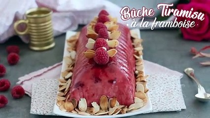 Bûche tiramisu aux framboises
