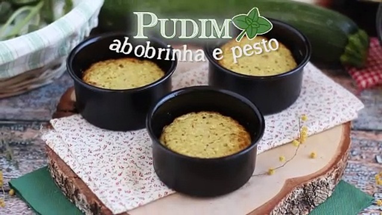 Pudim de curgete (abobrinha) e pesto
