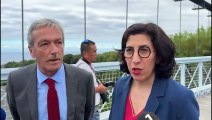 Les ministres visitent le chantier de rénovation du pont suspendu de la Rivière de l'Est