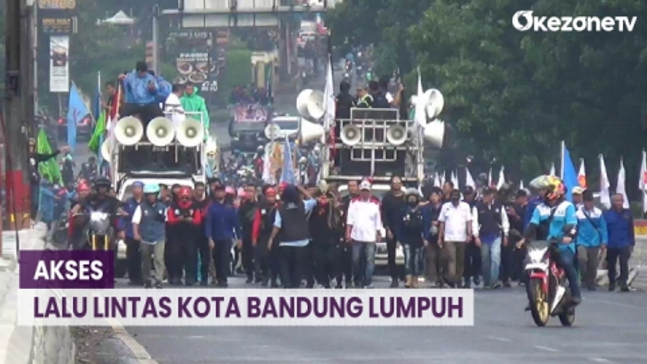 Ribuan Buruh Long March dan Blokade Jalan Pasteur Bandung, Lalu Lintas Lumpuh