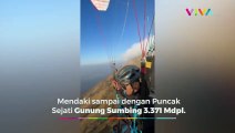 Prajurit TNI Pertama Terbang dari Puncak Gunung Sumbing