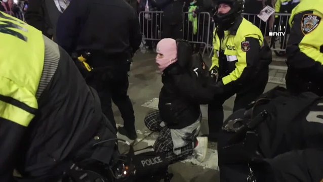 Police clash with pro-Palestine protesters at New York City Christmas tree lighting