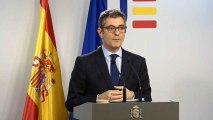 El ministro Félix Bolaños, en la rueda de prensa tras su reunión con Reynders