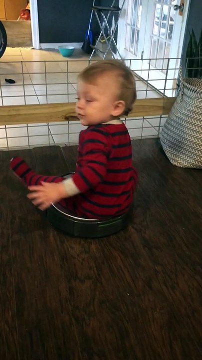 Toddler Loves Riding Roomba
