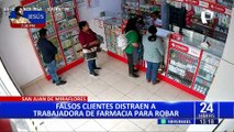 SJM: ¡en solo segundos tres falsos clientes se llevaron varios productos de una farmacia!