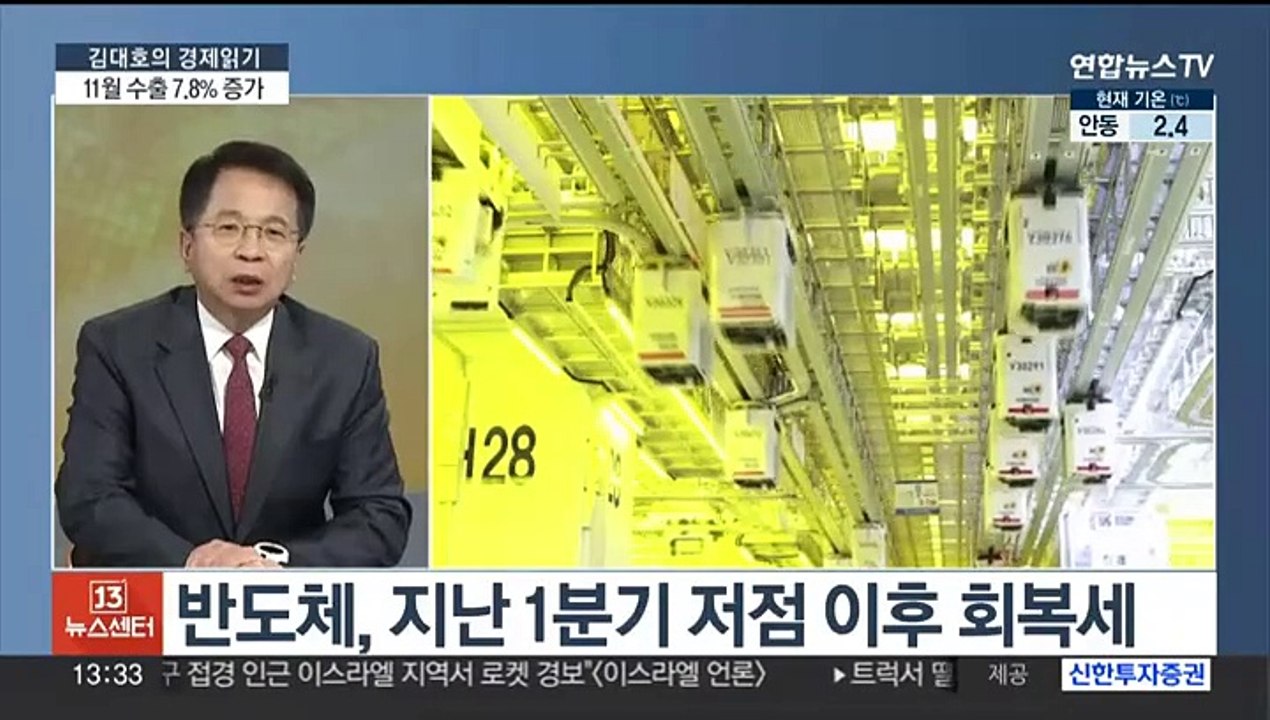 [김대호의 경제읽기] 11월 수출 7.8%↑…반도체, 16개월 만에 반등