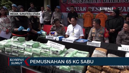 Polisi Musnahkan Sabu Seberat 65 Kg Hasil Sitaan dari Jaringan Internasional