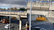 Dos heridos por accidente de helicóptero que se estrelló en la autopista M-40 de Madrid