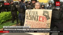 Personal del Colegio de Bachilleres bloquea Eje 1 Norte en CdMx