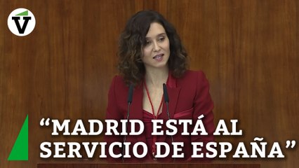 Ayuso destaca la "lealtad" de Madrid a España y pone a la Asamblea como ejemplo de "democracia"