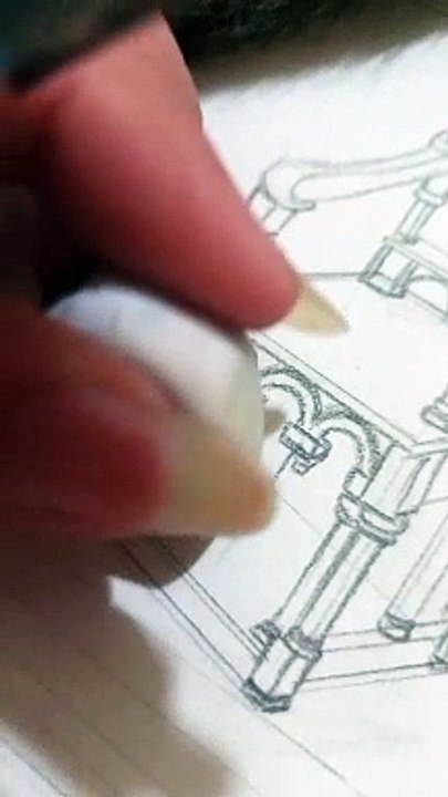 Artist Uses Cat's Tail To Brush Away Eraser Shavings