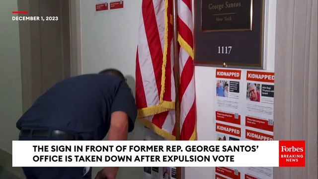 The Sign In Front Of Former Representative George Santos' Office Is Taken Down After Expulsion Vote