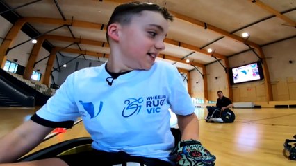 Children with disabilities aim for sporting glory in junior wheelchair rugby program