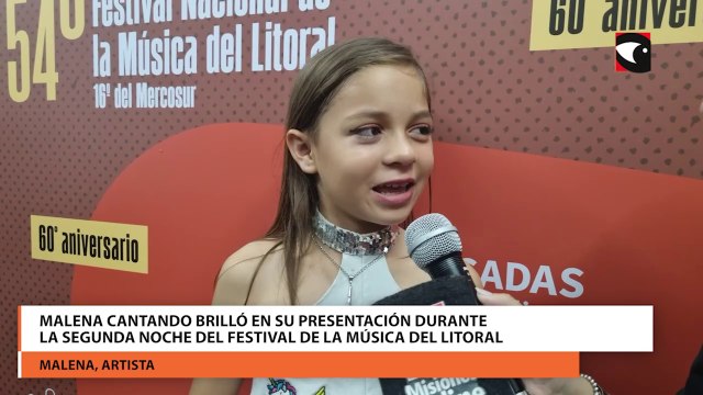 Malena Cantando brilló en su presentación durante la segunda noche del Festival de la música del Litoral