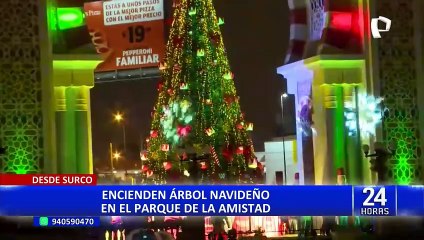 Surco: realizan encendido de árbol navideño en el Parque de la Amistad